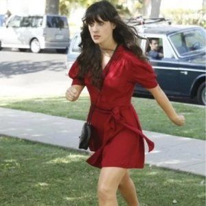 Zooey Deschanel New Girl Winter Kate Lucy Dress Red XS Jessica Day Jess Day